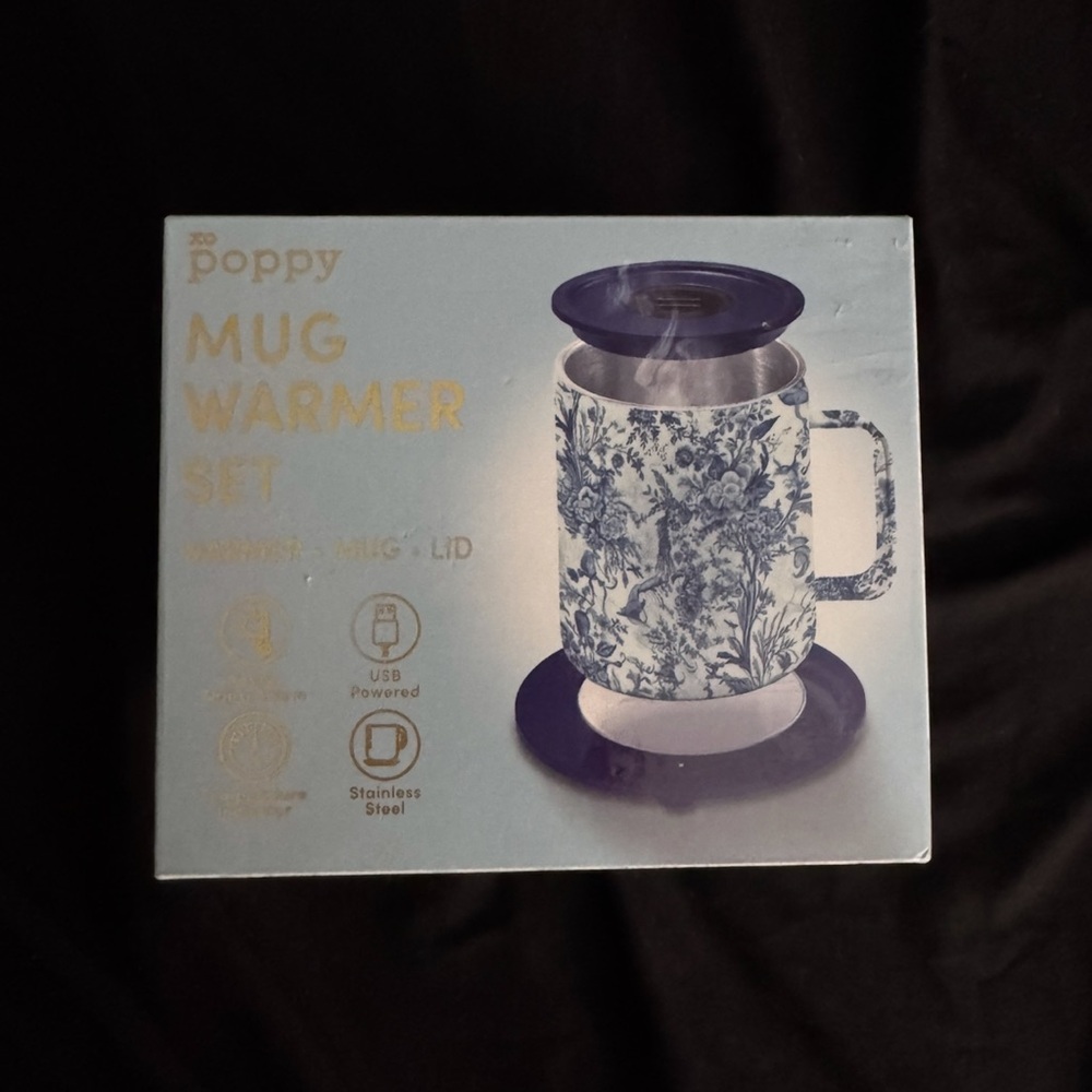Blue Floral Mug Warmer Set